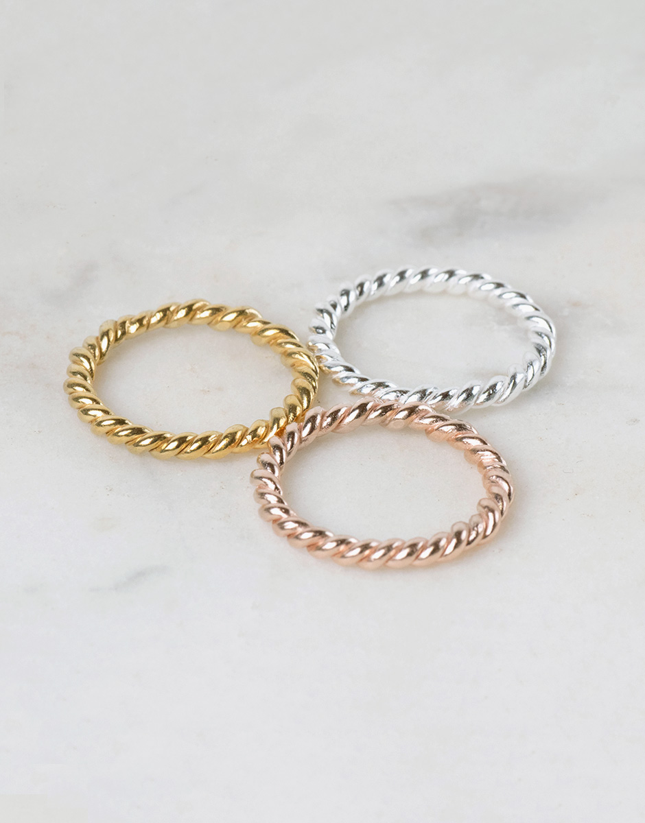 Anillo hilo trenzado oro plata oro rosa family 1