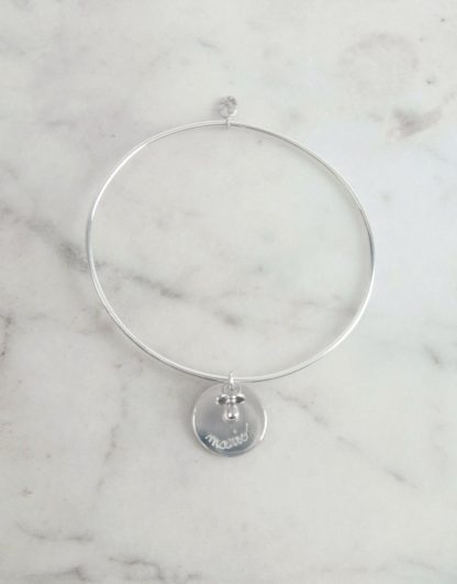 Pulsera brazalete medalla chupete New Born plata personalizada