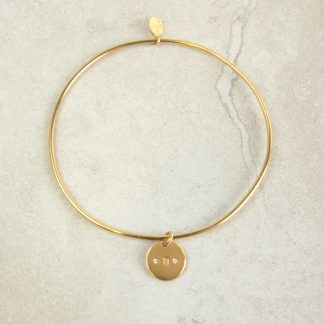 Pulsera brazalete medalla pequeña oro circonita personalizada