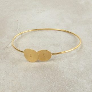 Pulsera_brazalete medalla doble ovalada oro personalizada