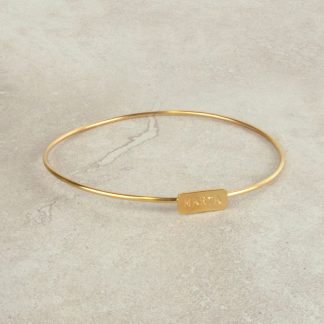 Pulsera brazalete placa con nombre corto oro personalizada