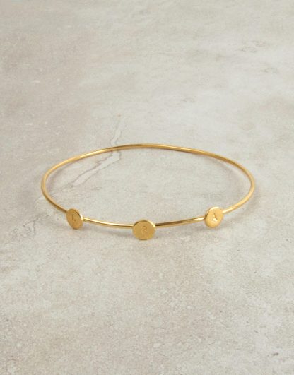 Pulsera brazalete medalla soldada pequeña oro personalizada