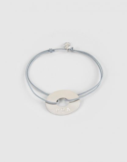 Pulsera medalla anilla ovalada plata nylon personalizada