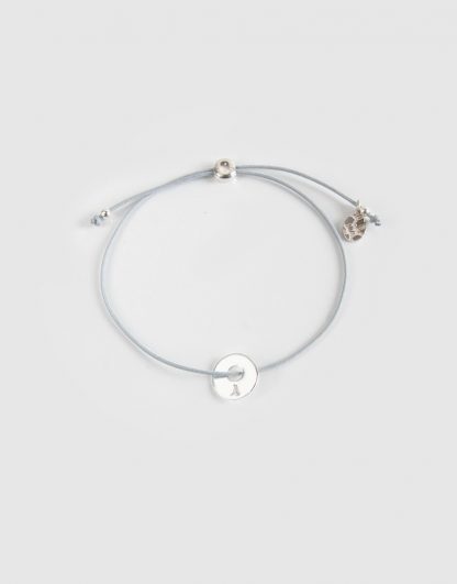 Pulsera mini anilla inicial plata nylon personalizada