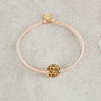 Pulsera medalla pequeña textura oro nylon personalizada