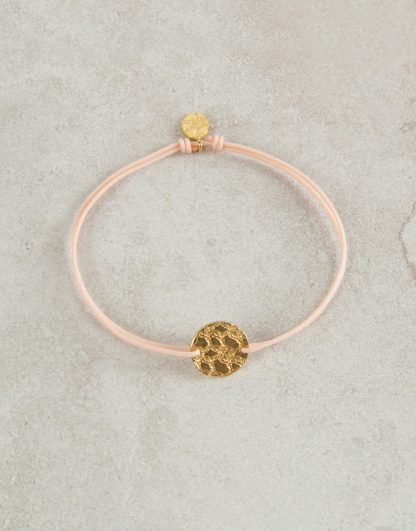 Pulsera medalla pequeña textura oro nylon personalizada