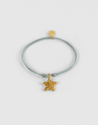 Pulsera estrella colgante textura oro nylon personalizada