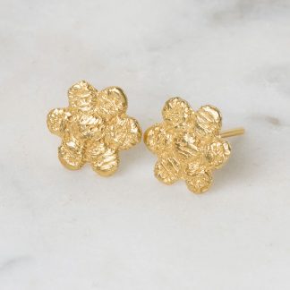 Pendientes flor textura oro