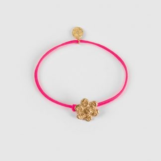 Pulsera flor textura oro nylon personalizada