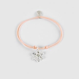 Pulsera flor colgante textura plata nylon personalizada