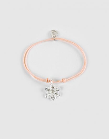 Pulsera flor colgante textura plata nylon personalizada